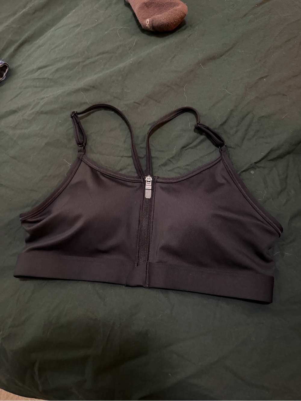 Nike Black Front-Zip Sports Bra with Racerback Straps